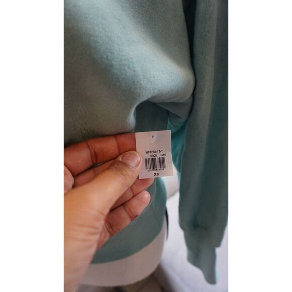 Old Navy Turquoise “Good Vibes” Loose Crew-Neck Cropped Sweatshirt - XS | NWT - Picture 5 of 15